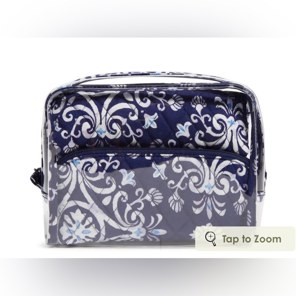 Vera Bradley 3 Piece Cosmetic Travel Kit in Steel Blue Medallion